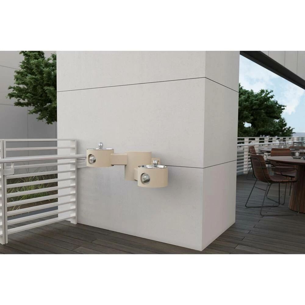 Elkay Outdoor Outdoor Wall Mount Bi-Level Drinking Fountain in Beige - Image 3