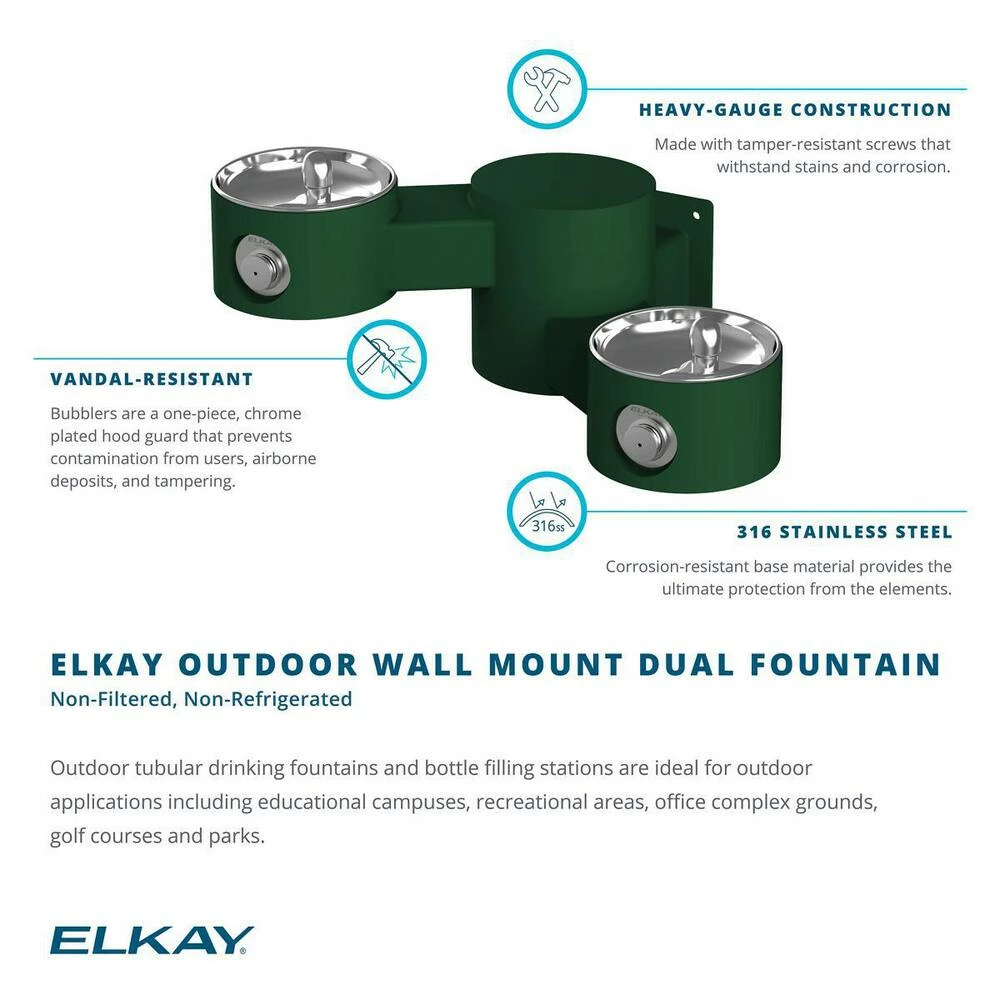 Elkay Outdoor Outdoor Wall Mount Bi-Level Drinking Fountain in Blue - Image 2