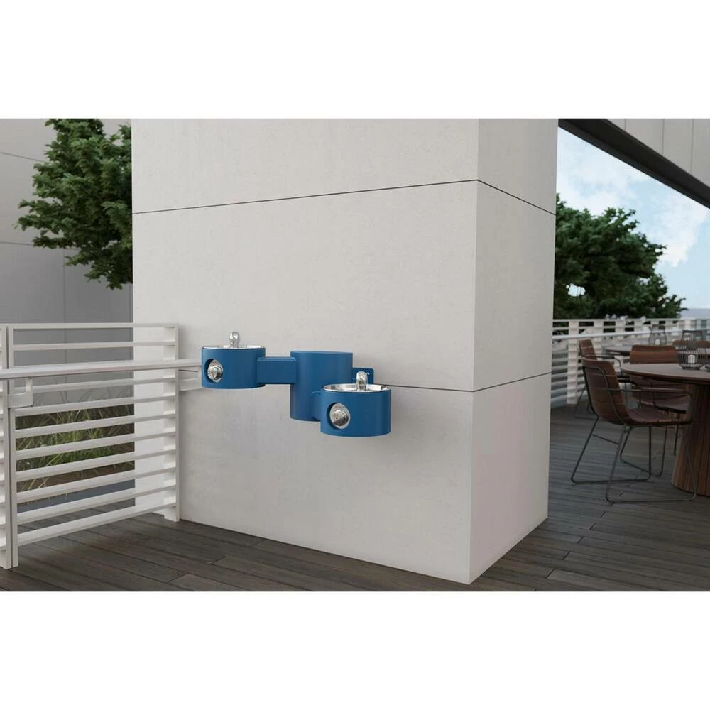 Elkay Outdoor Outdoor Wall Mount Bi-Level Drinking Fountain in Blue - Image 4