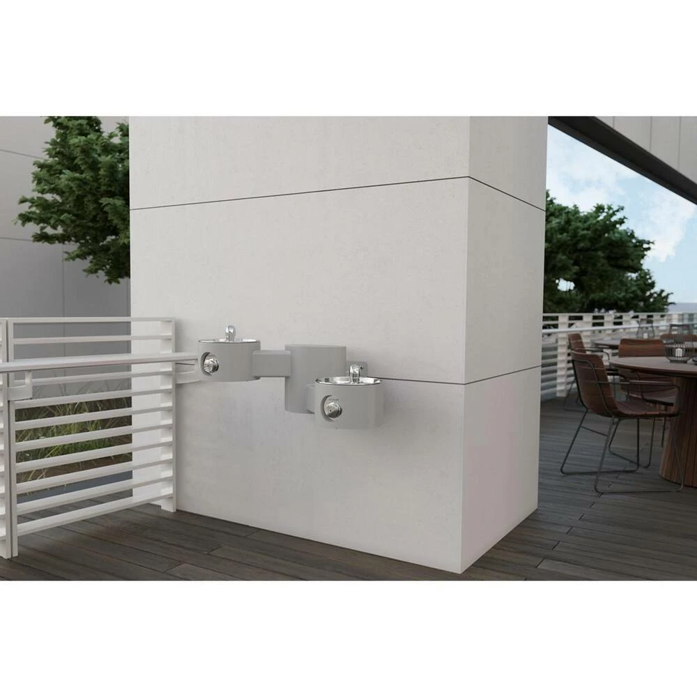 Elkay Outdoor Outdoor Wall Mount Bi-Level Drinking Fountain in Grey - Image 3