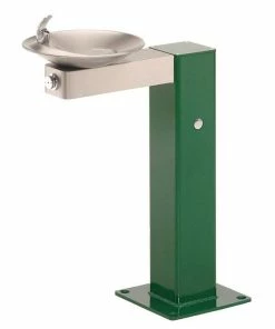 Haws® 25 in. Pedestal Mounted Drinking Fountain in Green and Satin Stainless Steel