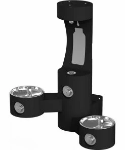 Elkay Outdoor Wall Mount Bi-Level Drinking Fountain and Bottle Filling Station in Black