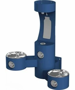 Elkay Outdoor Wall Mount Bi-Level Drinking Fountain and Bottle Filling Station in Blue