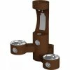 Elkay Outdoor Wall Mount Bi-Level Drinking Fountain and Bottle Filling Station in Brown