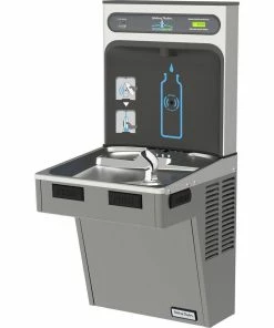 Halsey Taylor HydroBoost® 39-9/16 in. 8 gph Bottle Filling Station with Single Green ADA Cooler in Platinum Vinyl