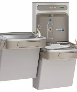 Elkay EZH2O® 8 gph Bi-Level Wall Mounted Drinking Fountain and Hands Free Bottle Filling Station in Light Grey Granite