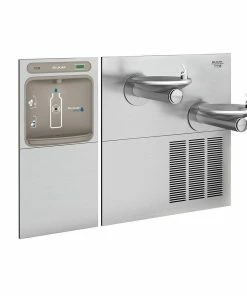 Elkay EZH2O® Bottle Filling Station with Green Bi-Level Refrigerated Fountain in Stainless Steel