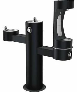 Elkay Outdoor Non-Filtered Non-Refrigerated Trilevel Pedestal Bottle Filling Station in Black