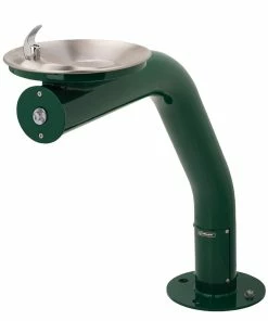 Haws® Barrier Free Freeze Resistant Pedestal Fountain in Green and Satin Stainless Steel