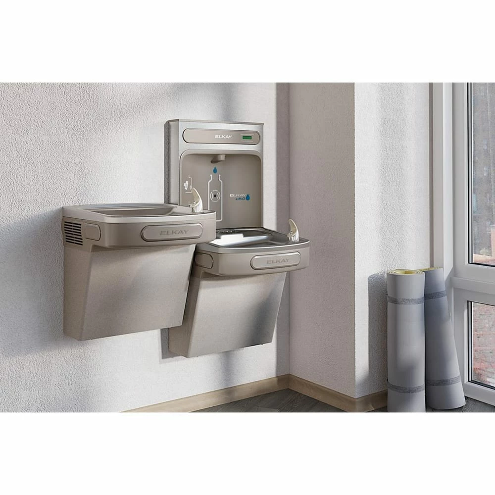 Elkay EZH2O® 8 gph Bi-Level Wall Mounted Drinking Fountain and Hands Free Bottle Filling Station in Light Grey Granite - Image 4