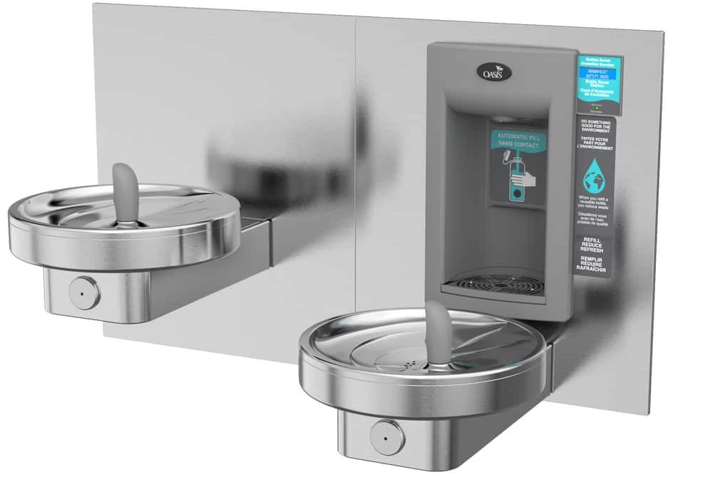 Oasis Radii™ Wall Mount Dual Height Fountain with Recessed Electronic Bottle Filler