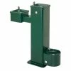 Haws® Stainless Steel Vandal-Resistant Pedestal Drinking Fountain in Green|Stainless Steel