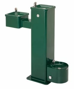 Haws® Stainless Steel Vandal-Resistant Pedestal Drinking Fountain in Green|Stainless Steel