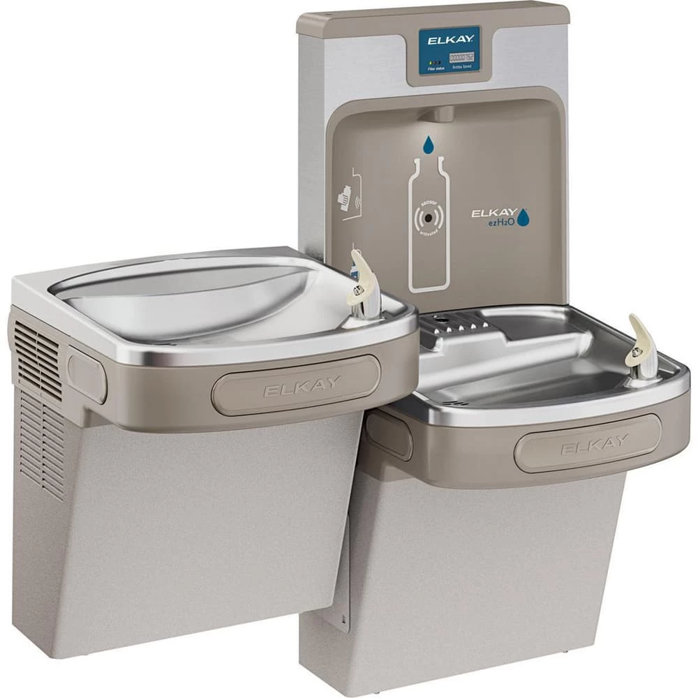 Elkay EZH2O® Wall Mounted Bottle Filling Station with Bi-Level Cooler in Light Gray Granite Vinyl Clad Steel