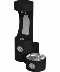 Elkay Outdoor Wall Mount Drinking Fountain and Bottle Filling Station in Black