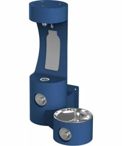 Elkay Outdoor Wall Mount Drinking Fountain and Bottle Filling Station in Blue