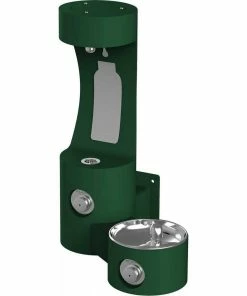 Elkay Outdoor Wall Mount Drinking Fountain and Bottle Filling Station in Evergreen