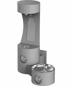 Elkay Outdoor Wall Mount Drinking Fountain and Bottle Filling Station in Grey