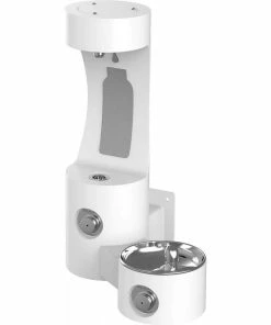 Elkay Outdoor Wall Mount Drinking Fountain and Bottle Filling Station in White
