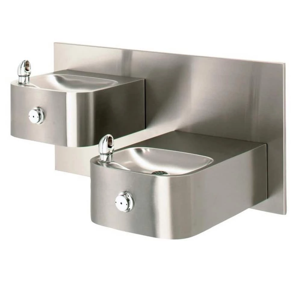 Haws® Barrier-Free Double Wall Mount Drink Fountain in Satin Stainless Steel