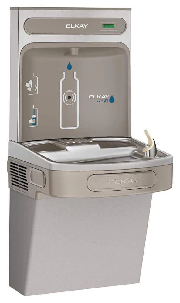 Elkay EZH2O® Wall Mounted Drinking Fountain and Hands Free Bottle Filling Station with Cooler