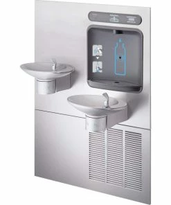 Halsey Taylor HydroBoost® 8 gph Wall Mount Plastic and Stainless Steel ADA Indoor Rated Bi-Level Bottle Filler Fountain Combo with Recessed Chiller