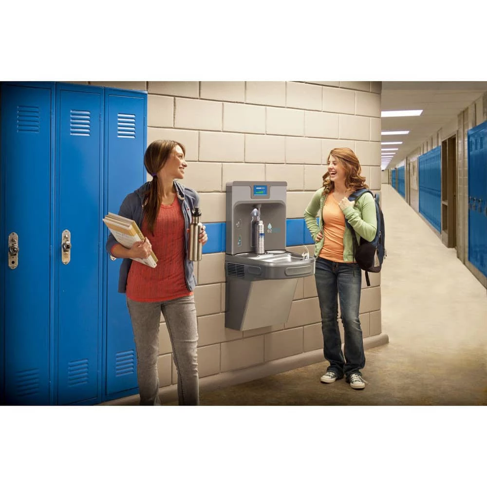 Elkay EZH2O® Wall Mounted Drinking Fountain and Hands Free Bottle Filling Station with Single Cooler in Light Gray Granite Vinyl Clad Steel - Image 3
