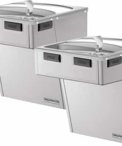 Halsey Taylor Double Bubbler™ 21 in. Wall Mount Bilevel Cooler in Platinum Vinyl