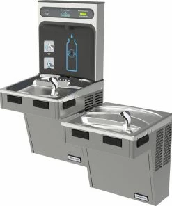 Halsey Taylor HydroBoost® 46-1/16 in. 8 gph Bottle Filling Station with Bi-Level Green ADA Cooler in Platinum Vinyl